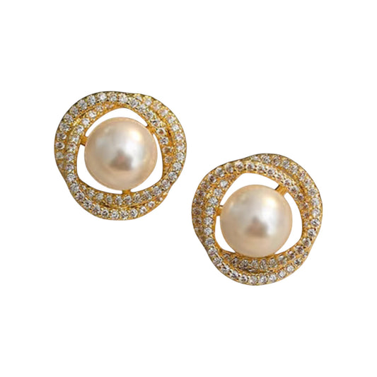 Parisian Swirl Pearl Earrings and necklace stainless steel Set