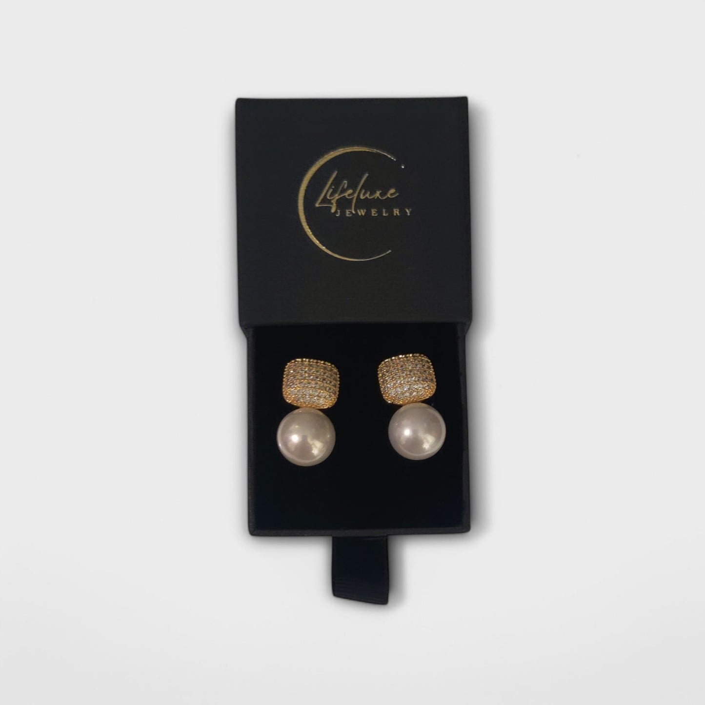 Elegant Square Pearl Pendant Earrings.